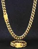 Wholale Joyeria Acero Inoxidable Gold Plated Figaro Chain Miami Curb Cuban Link Halsband Armband Men039S smycken Set26347939821