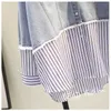 Dames PoloS Blue Striped Denim Patch Work Werk met lange mouwen Polo Neck Dames Shirt Koreaanse mode dames Top Springl2405