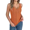 Damestanks lente en zomer solide kleur gepersonaliseerd v-neck holle mouwloze trui vakantievak voor vrouwen modieus eenvoudig