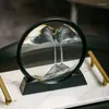 테이블 램프 참신 아이템 3D 움직이는 모래 예술 그림 라운드 모래 시계 산 모래 스케이프 모션 디스플레이 흐름 그림 홈
