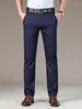 Pantalon masculin de haute qualité de luxe droite d'affaires des hommes minces lyocell concepteur de tissu d'été élégant long pantalon formel mâle