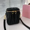 Women Min Cross Body Bag miuimiui Designer Classic Pleated Thread Cosmetic Bags Leather Makeup Trendy Golden Letters Handbags