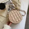 Shoulder Bags Luxury Small Chocolate Grid Round Crossbody For Women 2024 Female Designer Handbags Vintage Pu Leather Purses