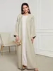 Etniska kläder 2024 Sommarfjäril broderad Abaya Kimono Dubai Luxury Muslim Kaftan klänning Damen Caftan Abayas för kvinnor