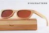 Sunglasses Polarized Mens Retro Vintage Mirrored Natural Bamboo Wood Womens Brand Designer Wooden19404257