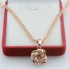 Pendanthalsband FJ Women Girls 585 Rose Gold Color Round Knit Style Halsbandsmycken