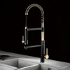 Luxury black brass kitchen faucet with magnetic suction Pull-Out design Two handles Dual control of hot and cold 2-function Tap