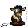 Lâmpadas de mesa Lâmpada de animais 3D Highland Cow Design NightStand Light Western for Bedroom