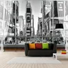 Fonds d'écran PO Stéréoscopique personnalisée pour murs 3D Noir blanc peint City New York Street View 3D mural mural pour chambre 7077915