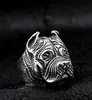 Men039s Anneau en acier inoxydable vintage Viking Pitbull Bulldog Gothic Pug Dog Head Totem Amulet Punk Animal Bijoux For Men Boys9503136