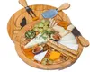 Bambu peynir tahtası ve bıçak seti yuvarlak charcuterie tahtaları döner et tabağı tatil evi hediye mutfak araçları9167915