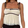 Frauen Tanks Frauen Spaghetti -Gurt Camisoles sexy Rückenfreie Blumenschuhe Falten gehen aus out tops sommer krawatte schultertank