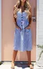 Abiti casual Sundazione vintage Domande femminile Beach Dress Midi Button Wearless Women Striped Women Summer 2024 Boho Sexy Floral