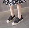 Casual Shoes Flower Embroider Lace Loafers Kvinnor Straw Round Toe Summer Sneakers Hollow Out Air-Mesh Espadrilles Fisherman Moccasins