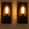 Vägglampor American Retro Industrial Lamp Vintage Glass Cover smidesjärn Black Sconce för trappa Cafe Loft Light Fixture