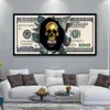 Modern Skull Sculpture and Red Lips Money Canvas Painting Abstract Wall Art Print Posters Cuadros for Living Room Decor Pictures 240429