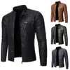 Treesolo Spring och Autumn Mens Jacket Fashion Trend Korean Slim Fit Casual Leather Motorcykel 240426