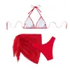 Swimwear de mujer Falda de la playa de mujeres Summer 2024 Sweet Red Fringed Mini Tube Tubrete