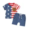 Set di abbigliamento 4 luglio BABY BOY OUTFIT STREE STRUE T-SHIRT STRUTTI CON STHE COLORE STUMI COMPLETTI