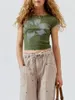 Serpaci da donna Donne Donne estetica Flower Crop Top Top Short Short Creewneck Graphic Tees 90s E-Girls Slim Adatta