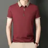 Herr sax krage polo skjorta sommaren ny avslappnad fast färg mångsidig medelålders och unga företag kortärmad t-shirt för män t-