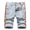 Mężczyźni Summer Rised Denim Shorts Męskie niebieskie dziury Krótkie dżinsy mody streetwear stretch dżinsy spodnie srtaight fit dżinsy 240429