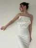 Casual jurken ins dames zomer 2024 beroemdheid sexy strapless bloem bodycon bandage jurk elegant wit midi avondfeestje