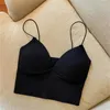 Tank da donna Donne camisole slim fit tratto spinta reggiseno con cuscinetti per toracani corti corto tubo corto top a v-scollo a vocali