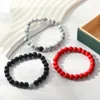 Strand 3pcs Armband Set für Männer und Frauen Einfacher Stil 8mm weißer rotes türkis schwarzer gefrosteter Stein Handperlen