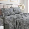 Living Queen Lap Set Soft Egyptian Cotton Sateen Printed Paisley Sheets Deep Pocket 4 -Piece Bedding Sets 240425