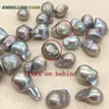 Stud Earrings Baroque Pearl Gray Grey Lustrous Tissue Nucleated Style Flameball Natural Freshwater Pearls Special