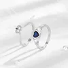 Anelli a grappolo Eudora 925 Anello regolabile per il cuore d'argento sterling per donna uomo elegante regalo di gioielli con corona di zircone