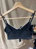 Frauen Tanks Dot Spitzenverkleidung Slim Bra Tops Frauen Sommer Drei Knöpfe Baumwollhülsen und sexy Crop Top lässig Vintage süße geschnittene Westen y2k