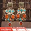 Dangle Earrings Bohemian Ethnic Retro Dangling Exaggerated Large Tassels Natural Stone For Women Jewelry Copper Gold Color Earring