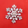 Brooches Snowflake Silver Plated Tone Vintage Style Crystal Bridal Flower Brooch Girl Pentagram Corsage Pin For Wedding Item No.: BH7461