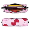 Amour de fraises kawaii crayon rose mignon coffre à fruits enclos stylo grand sac de rangement sac fournit des cadeaux de papeterie