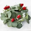 Fleurs décoratives de la Saint-Valentin Salles Bougies Eucalyptus artificiels Feuilles de décors de saison de couronne de pilier pour le mariage