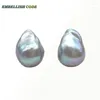 Stud Earrings Baroque Pearl Gray Grey Lustrous Tissue Nucleated Style Flameball Natural Freshwater Pearls Special