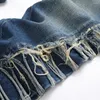 Herren Jeans Männer verzweifelt Blue Denim Streetwear rissen Patch Non -Stretch -Hosen schlanke gerade Hose