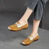 Casual Shoes Weave äkta läder bekväma mockasiner Retro Cow Suede Soft Soled Flats Loafers Round Toe Summer Lace Up Women