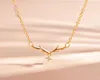 Gold Plated Antler Pendant Fashion Simple Cubic Zirconia Charm Women039S Necklace Luxury Bride Engagement Smycken Halsband2816052