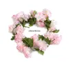 Fleurs décoratives 235 cm Blossoms de cerise artificiels suspendus rotin couronne de guirlande fraîche belle fausse plante fleurie vigne feuille de feuille d'ornement