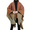 Schals imitation Kaschmirschalle warme lange Freizeitdecke offen vordere Poncho Cape übergroße Strickjacke Wrap