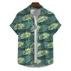 Мужские повседневные рубашки гавайские 3D -печать по падению листья графики модная кнопка с коротким рукавом лацветной блузки для мужчин лето