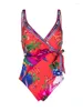 Women's Swimwear Botanical Floral Prints One Piece Swimsuit Cover Up Holiday Beachwear Designer Bathing Suit Summer Surf Wear