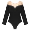 Abbigliamento da donna balletto ballet danza bovino rinestone a manica lunga ginnastica figura pattinaggio ghiaccio performance costume a maglie a maglia