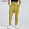 Inderun Men Casual Pants Joggers High talia Lose spodnie z paskiem z solidnym kolorem moda Pantalon S-5xl 240429