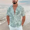 Men's Casual Shirts 2024 Summer Leaf Print Short Sleeve Shirt Beach Leisure Walking High Quality Comfortable Soft Fabric Designer Top