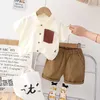 Roupas Conjuntos de roupas de 0 a 5 anos de menino de menino de verão conjunto de pólo de algodão + shorts fatos de 2 peças para crianças roupas infantis roupas infantis de trajes infantis