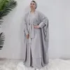 Этническая одежда Рамадан Ид Джеллаба костюма Абая Дубай на две части толстые мусульманские наборы плать